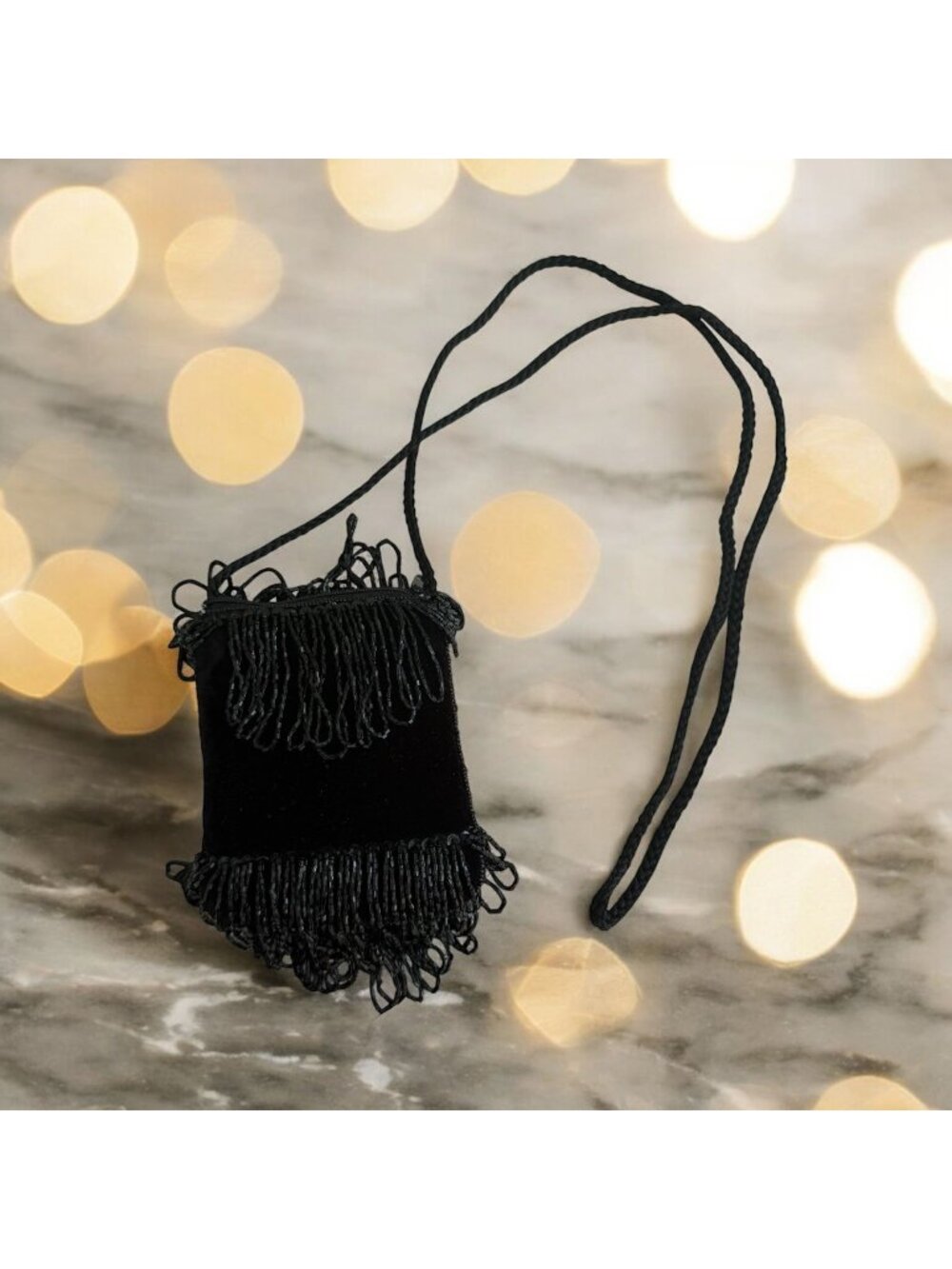 VINTAGE Black Beaded Cocktail Beaded Evening  Bag